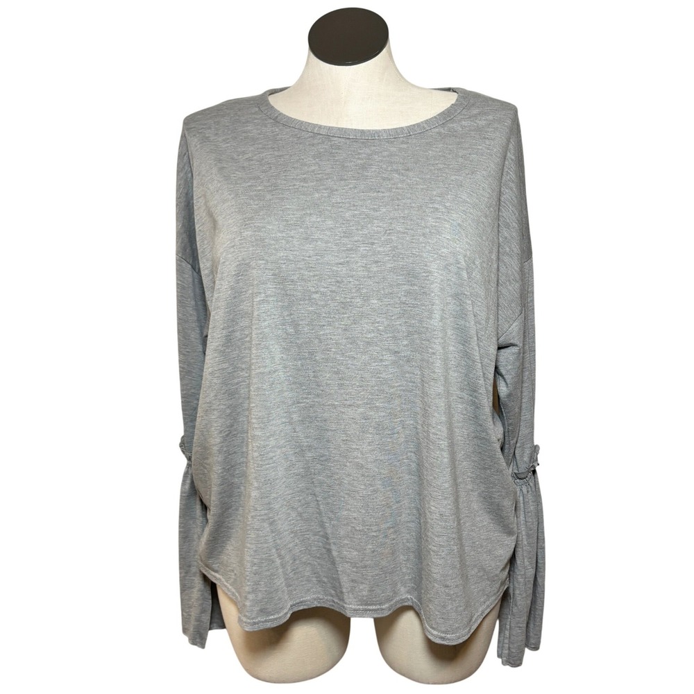 Boohoo Womens Gray Long Sleeve Ruched Bell Sleeve Oversized Top‎ Size 16 US